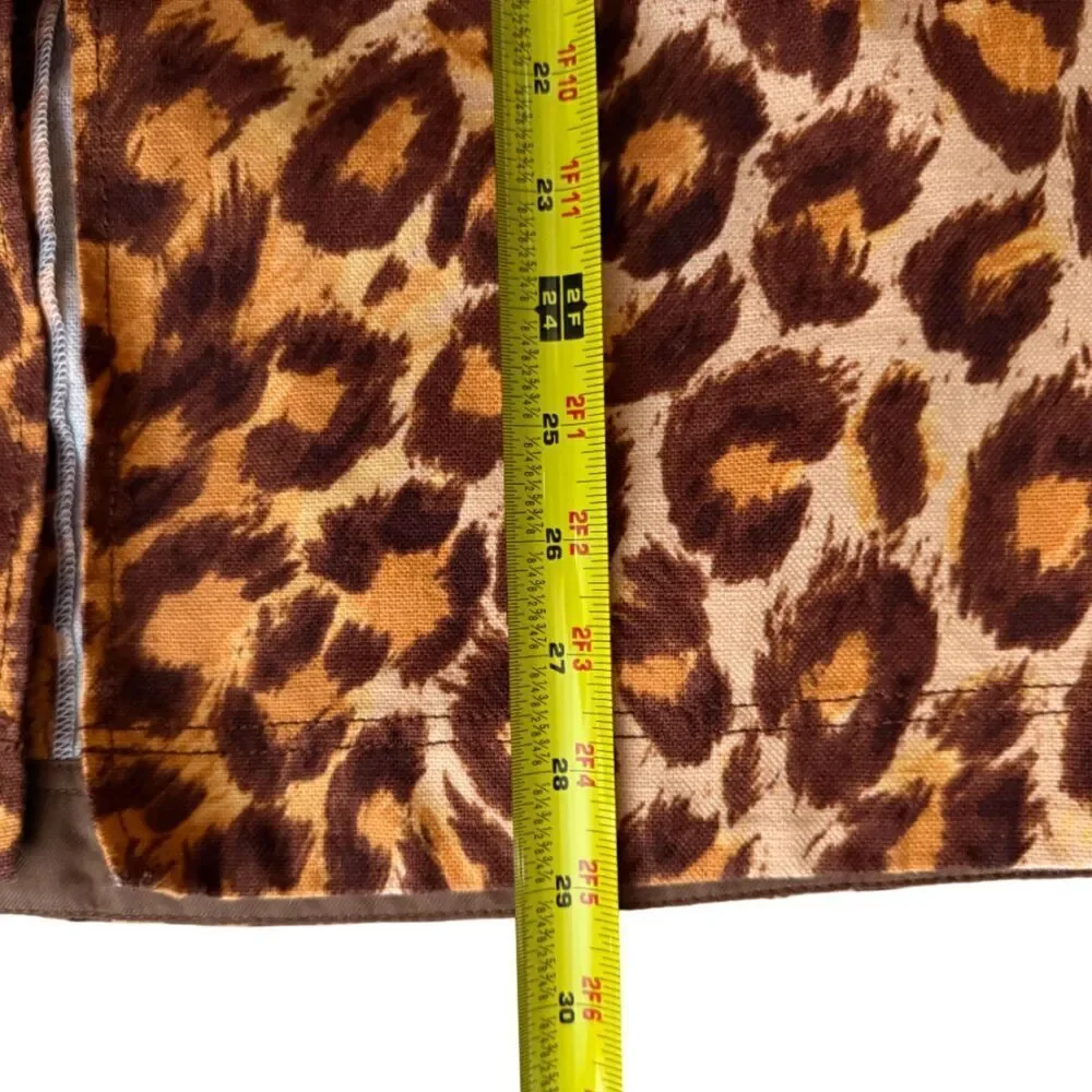 Kate Spade Panthera Brown and Orange Leopard Midi Skirt Size 8